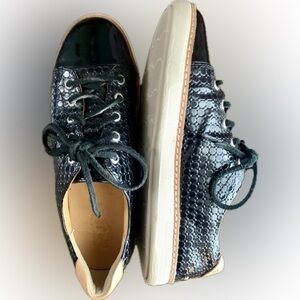 SPERRY Topsider Gold Cup Shiny Black Leather Lace-up Boat Deck Shoe Sneaker SZ 6